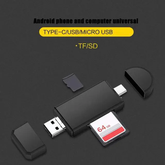 Alt view image 5 of 5 - C+Micro USB+USB 3 in 1 OTG Card Reader High-speed USB2.0 Memory Card Reader for Android Computer