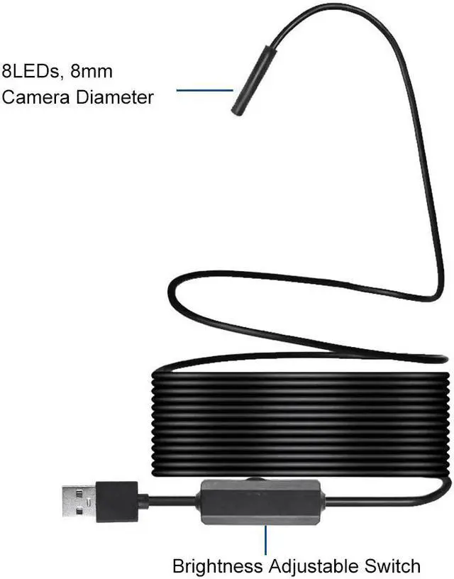 Alt view image 4 of 5 - 10M/5M/2M Industrial Endoscope Borescope Inspection Camera Built-in 8pcs LED 8mm Lens IP67 Waterproof USB Endoscope ( Hard Wire)