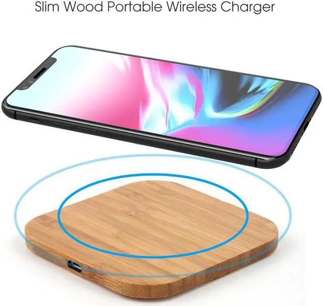 Alt view image 3 of 5 - Portable 5W Qi Wireless Wood Charger Pad For  IPhone 7 8 Plus Smart Phone Wireless Charging Pad For  S7