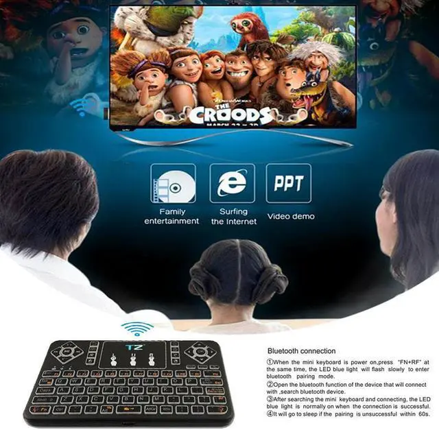 Alt view image 5 of 5 - Mini Colorful Bluetooth Wireless Keyboard Cool Backlit with Touchpad Q9 Air Mouse Remote Control For Android TV Box Tablet