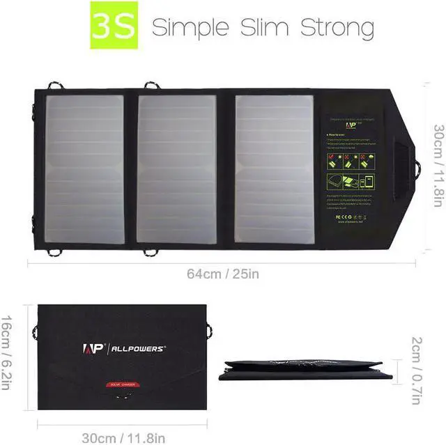 Alt view image 2 of 5 - Solar Panel Chargers 5V 21W Mobile Phone Dual USB Output Charging for iPhone X 11Pro iPad Huawei Samsung Xiaomi