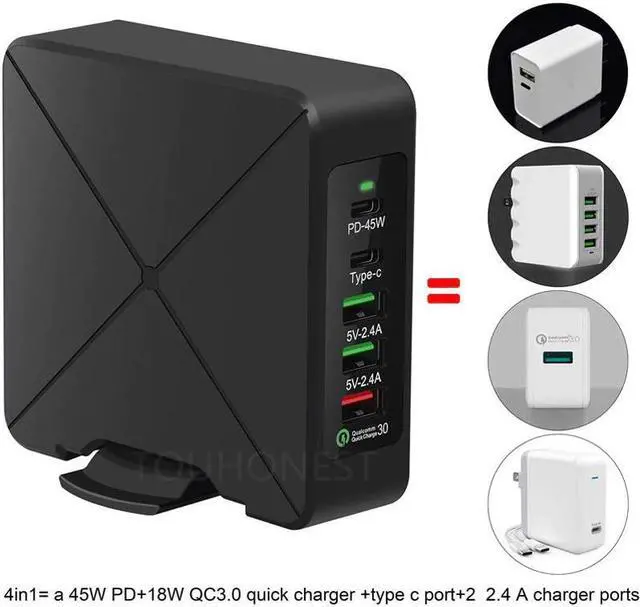 Alt view image 2 of 5 - For iphone Huawei Macbook Samsung Tablet Fast Charge 75W Wireless Quick Charge 3.0 USB Type C 45W PD Power Adapter Phone Charger