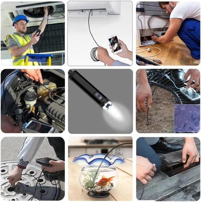 Alt view image 5 of 5 - Camera 8mm Dual Lens Endoscope 1080p Waterproof Semi Rigid Tube 4.5 inch Screen Borescope Wifi Industrial Endoscope