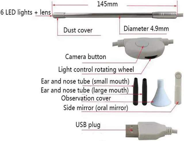 Alt view image 2 of 7 - 10mm USB Endoscope 5M Cable Waterproof Inspection Camera Borescope with 4 LED USB Endoscope Camera