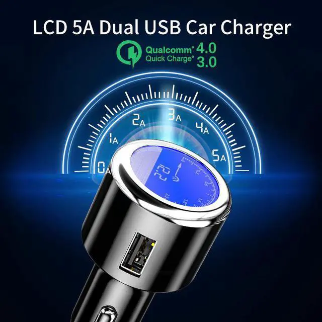 Alt view image 2 of 5 - i Luxury LCD 5A USB Car Charger For Samsung S9 S10 Quick USB 3.0 3.1 Fast Charge For iPhone 11 Huawei P30 Pro Oneplus 7 X