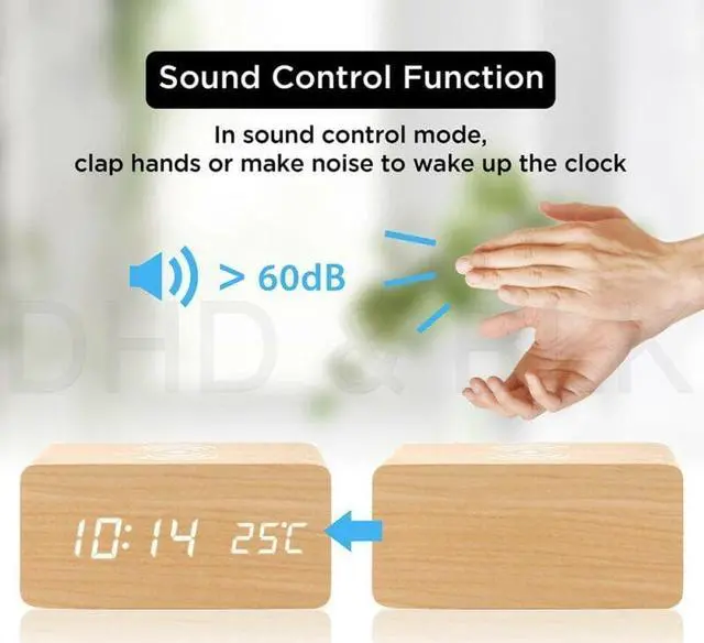 Alt view image 2 of 5 - Charging Clock LED Electric Digital Alarm Clock Qi Phone Charger Charging Pad Station USB Clock Home Decor