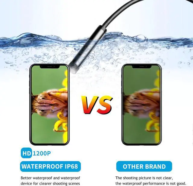 Alt view image 4 of 5 - 8mm Wireless Endoscope Camera IP68 Waterproof WiFi Inspection 2M 8LED Semi-Rigid Cable Borescope for iPhone Android PC Notebook