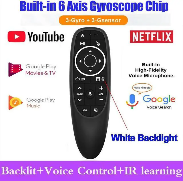 Main image of Pro Backlit Air Mouse Voice Control with Backlight Gyro Sensing Mini Wireless Smart Remote Control For Android tv box PC