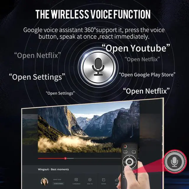 Alt view image 5 of 5 - Air Mouse Voice Remote Control With 2.4G USB Receiver Gyro Sensing Wireless Smart Remote Latest For Android TV BOX PC