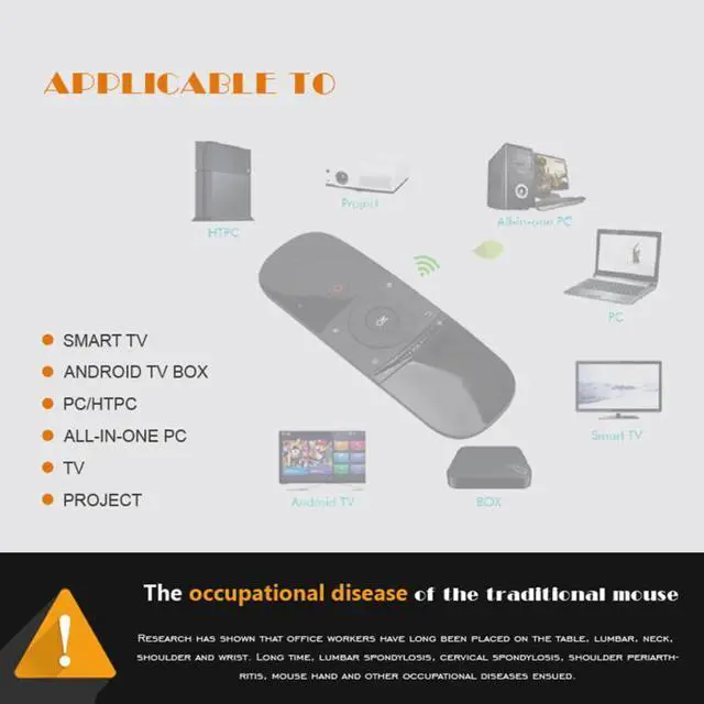 Alt view image 5 of 5 - Air Fly Mouse USB Remote For Android TV BOX PC Wechip W1 Infrared Sensing Body Sense Mini 2.4G Wireless Keyboard