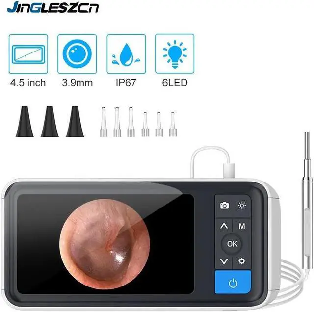 Main image of Otoscope 3.9mm Lens Ear Inspection Camera 4.5 inch IPS Color Screen with 6 LED IP67 720P HD CMOS Sensor for Ear Nose