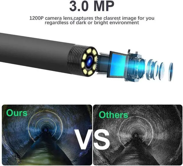 Alt view image 4 of 5 - 8mm IOS Android USB WiFi Endoscope Inspection Camera HD 8 Adjustable LED Light IP68 Waterproof Endoscope for Car Repair Tools