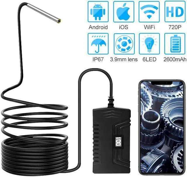 Main image of 3.9mm 2.0MP Wireless Inspection Camera IP67 Wifi Endoscope Camera with 6 LED For Android and IOS Smartphone, iPhone, Samsung