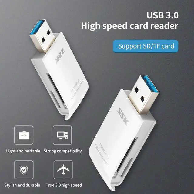 Alt view image 2 of 5 - Card Reader USB 3.0 to SD Micro SD SDXC TF Card Reader for Laptop Tablet Smart Memory Card Reader Adapter Blue White