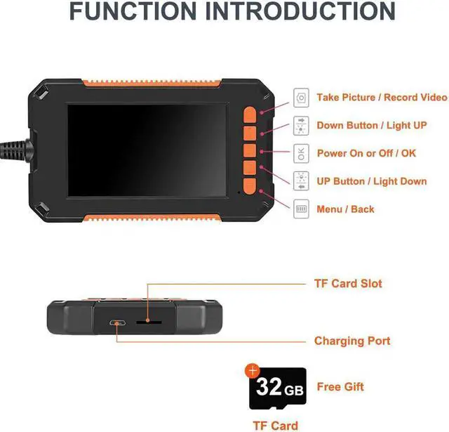 Alt view image 5 of 5 - Endoscope 1080P HD Borescope Camera Video Inspection Camera 4.3 Inch LCD Screen Snake Camera with 2600mAh Battery