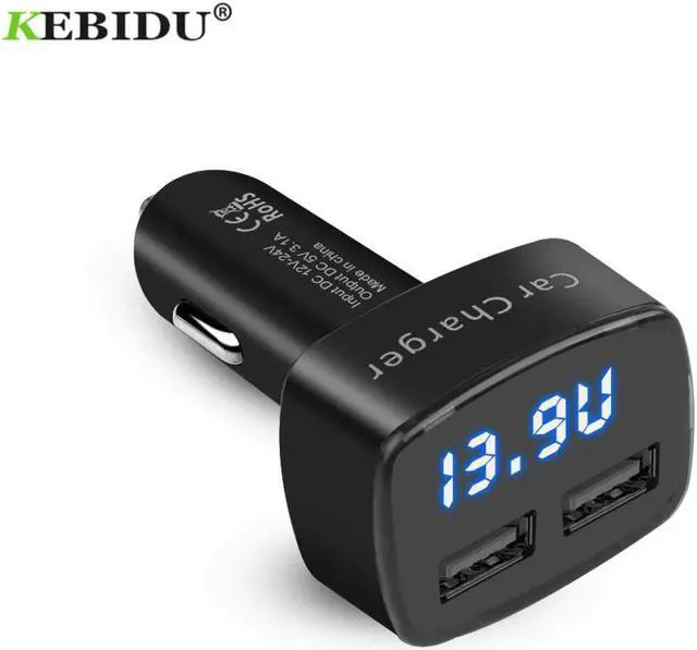 Main image of 4 in 1 Car Charger Dual USB DC 5V 3.1A Digital LED Display Adapter with Voltage/temperature/Current Meter Tester