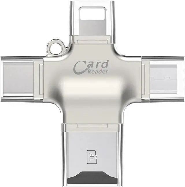Alt view image 4 of 5 - R010 4in1 Card Reader usb-C Micro USB MicroSD Adapter for Android ipad/iphone 7 8 X plus 6s5s Macbook OTG TF SD Cardreader