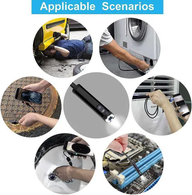 Alt view image 2 of 5 - 1m/2m/3m/5m 3 IN 1 USB Dual Endoscope Camera HD Hard Cable Inspection Camera 8mm 6 LED Borescope for Android PC Endoscope