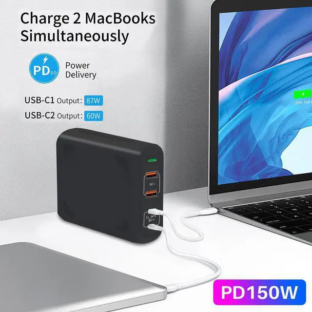 Main image of PD150W GaN Quick Charge 4.0 HUB dual TYPE-C 100W  multi-port usb-C fast charging head suitable for  MacBook