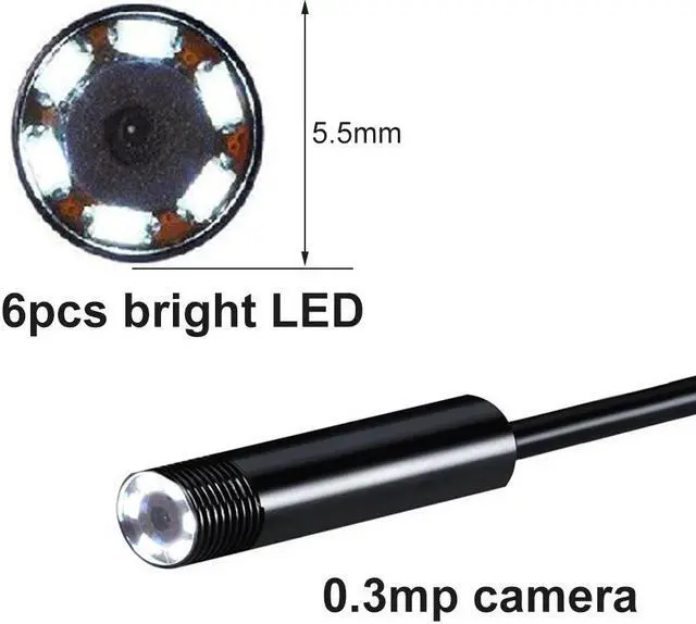 Alt view image 3 of 5 - 2m 5m 10m USB Waterproof Endoscope Borescope Snake Inspection Video Camera 0.3MP 480P 5.5mm Diameter Lens For PC Window