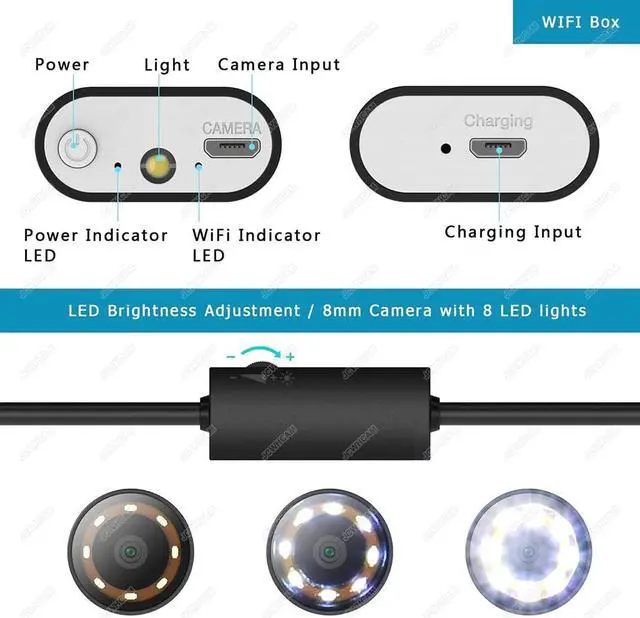 Alt view image 3 of 5 - 1080P WIFI Endoscope Camera 8mm HD Wireless Inspection Camera Endoscop 2M 3.5M 5M Flexible WIFI Endoscope Camera for Android IOS