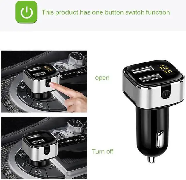 Alt view image 5 of 5 - Dual USB 5V 3.1A Car Charger USB Charger LED Display with Power Switch Voltmeter Current Detect For Samsung Galaxy