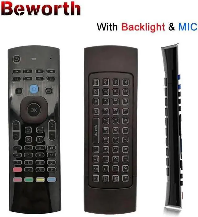 Main image of T3 Backlight Mic 2.4G Fly Air Mouse with Microphone Mini Keyboard IR Learning Wireless Remote Control Gamepad Backlit