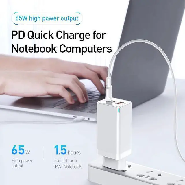 Alt view image 2 of 5 - GAN 65W USB C Charger Quick Charge 4.0 3.0 QC4.0 QC PD3.0 PD USB-C Type C Fast USB Charger For Macbook Pro iPhone