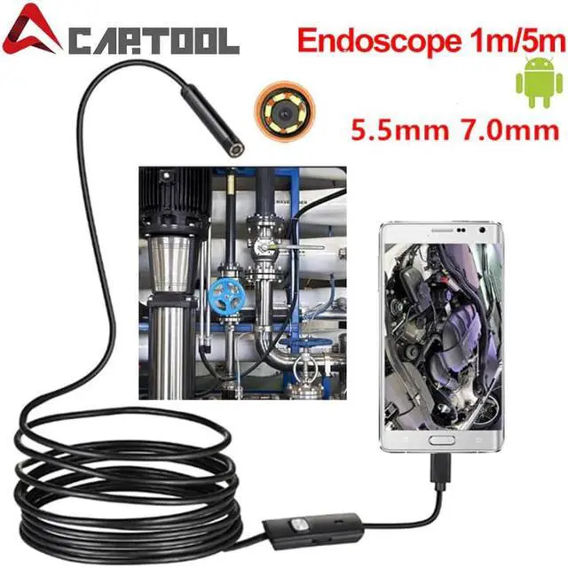 Main image of 1M 2M 5M Endoscope Camera 5.5mm 7mm IP67 Waterproof 6 LED Borescope Car Inspection Camera For Android Loptop