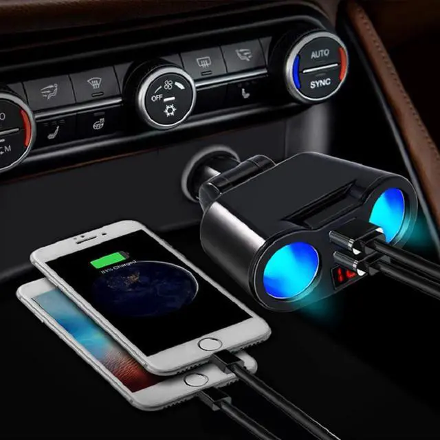 Alt view image 3 of 5 - Charger 3.1A 2 Port Cigarette Lighter Socket Splitter Plug LED Display  Charger Adapter For iPhone  Phone MP3 DVR