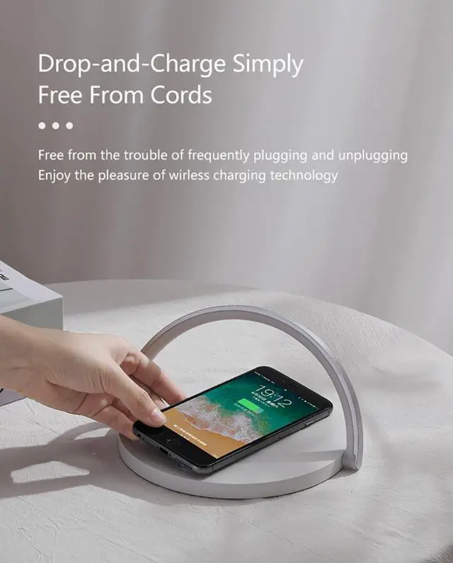 Alt view image 3 of 5 - Qi Fast Charger Table Lamp Night Light Phone Holder Stand Pad LED Desk Lamp For iPhone    Charging