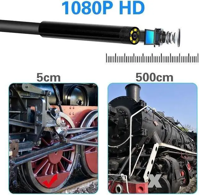 Alt view image 2 of 5 - 5.5mm WIFI Endoscope camera with battery screen display HD1080p waterproof inspection borescope for Iphone android phones