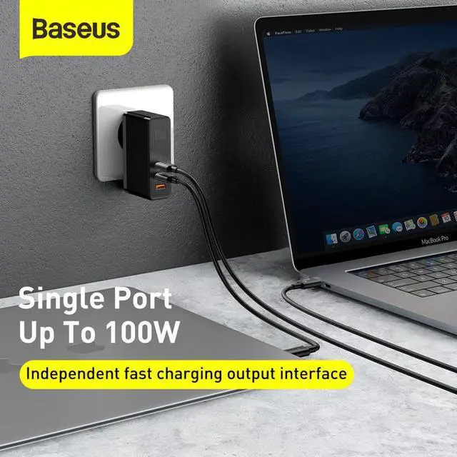 Alt view image 4 of 5 - GaN Charger 120W PD Fast charging USB C Charger QC4.0 QC3.0 Quick Charge USB Charger ForMacbook ForiP For Laptop Tablet