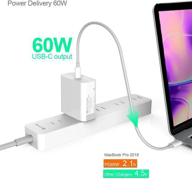 Alt view image 3 of 5 - USB C Power Adapter PD/QC3.0 65W/60W/45W/30W TYPE-C Wall Charger,For USB-C Laptops/MacBook/iPad/xiaomi/Samsung (USB-C cable)