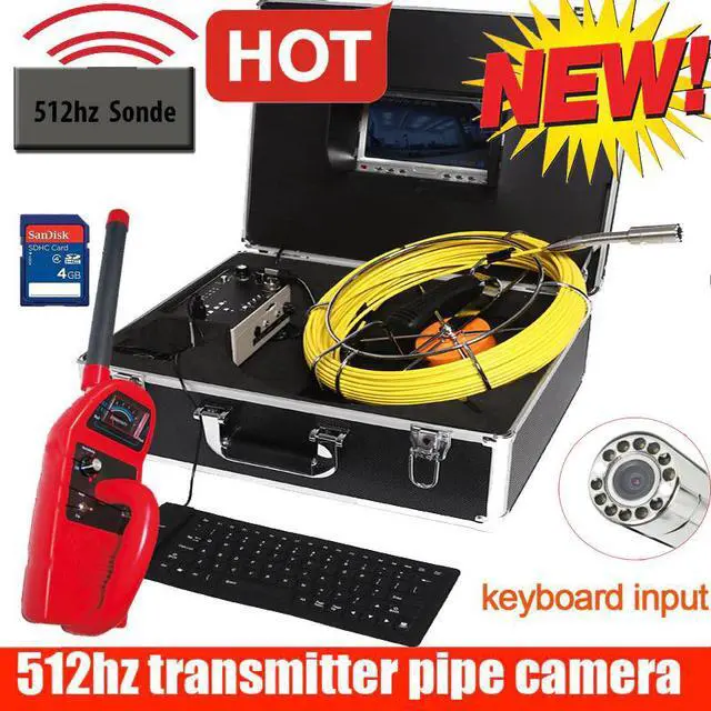 Main image of 512hz sonde endoscope inspection camera 512hz locator keyboard dvr stainless steel camera with 512hz locator receiver
