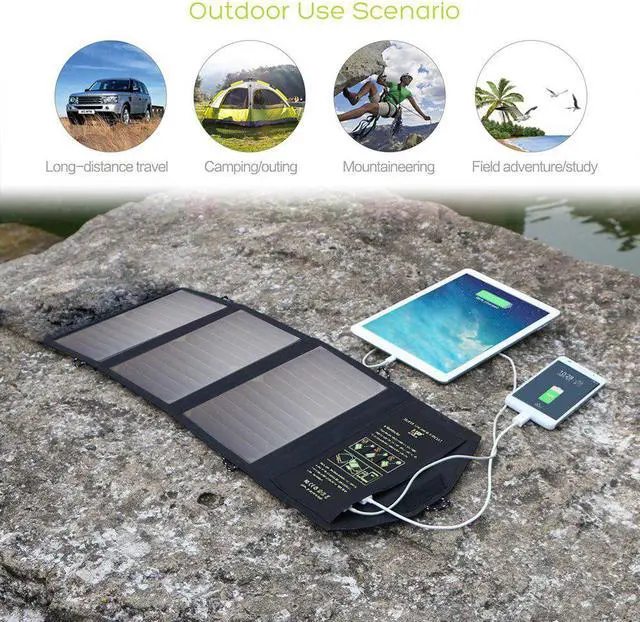 Alt view image 4 of 5 - Solar Panel Chargers 5V 21W Mobile Phone Dual USB Output Charging for iPhone X 11Pro iPad Huawei Samsung Xiaomi