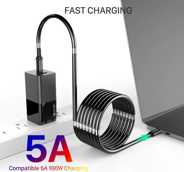 Alt view image 2 of 5 - Magic rope magnetic absorption USB C cable 5A E-Mark PD100W for MacBookPro Laptop phone PD Galaxy20 PPS matebook XPS 13/15/17
