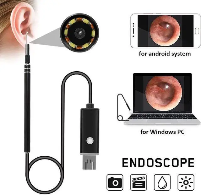Alt view image 4 of 5 - Ear Endoscope Camera 1080P Video Otoscope Ear Inspect Camera 3.9mm Borescope Digital Otoscop for ios android Phone