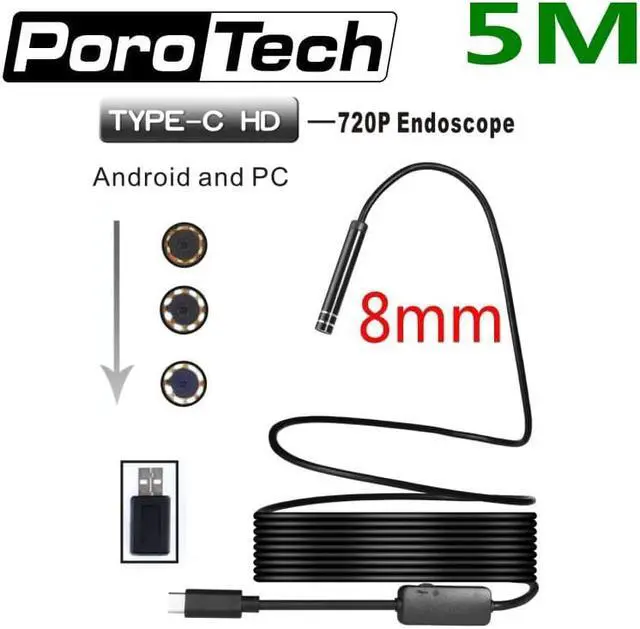 Main image of 8mm Lens 5m hard Cable Type-c Interface Android phone and PC OTG Endoscope Camera Waterproof Borescope Inspection Camera