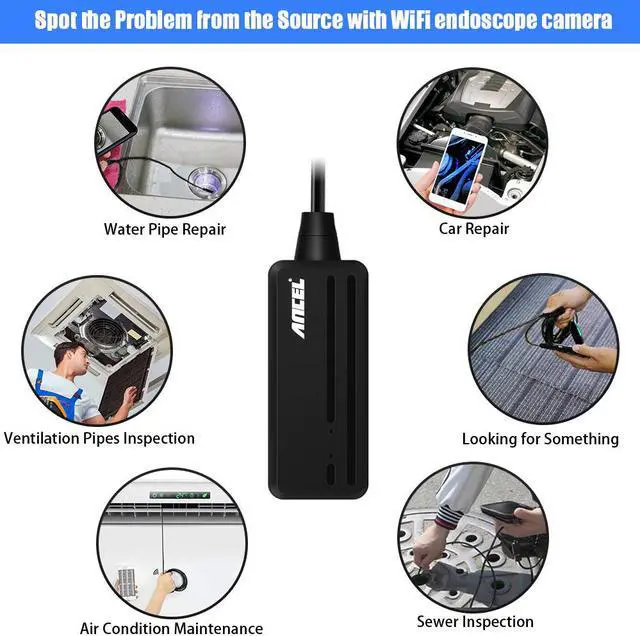 Alt view image 4 of 5 - WIFI 10M Endoscope Camera 5.5mm HD 6500K Waterproof Semi-rigid Borescope Inspection Camera for Android PC IOS