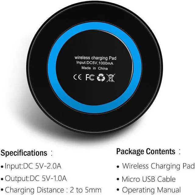 Alt view image 5 of 5 - Wireless Charger For iphone X XS XR 5w Fast Charging Pad Phone Wireless Charger For  S9  Round Transmitter Base