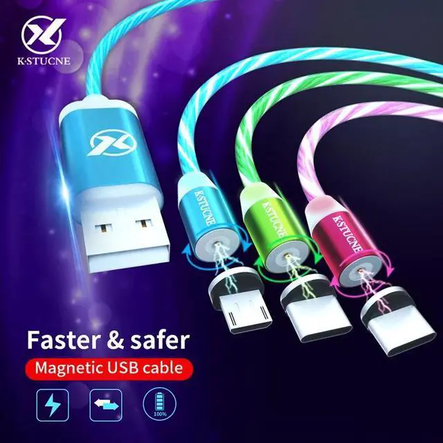 Main image of Glowing Magnetic Cable Micro usb Type C Charging Adapter Phone Micro usb Type-C Magnet Charger usb c For iphone