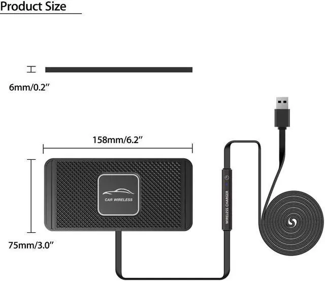 Alt view image 5 of 5 - 5W/7.5W/10W C1 Car Qi Wireless Charger Pad Fast Charging Dock Station Non-slip Mat Car Dashboard Holder Stand for iPhone X R