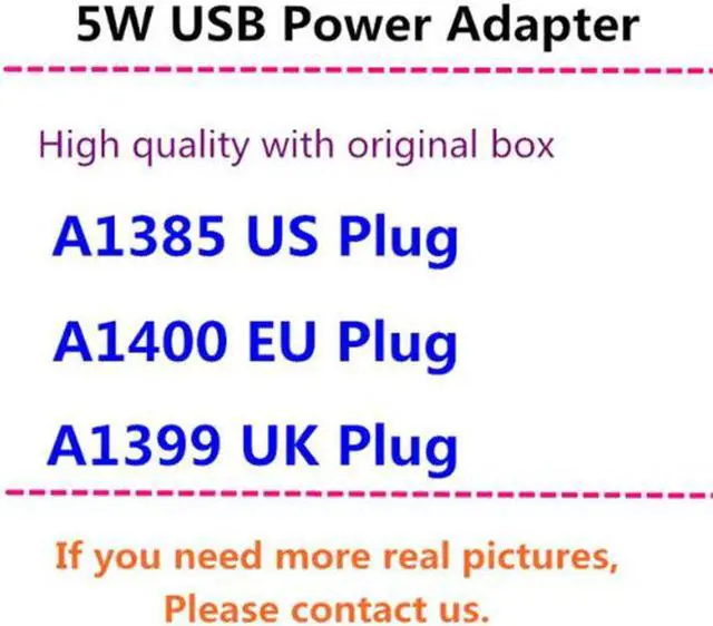 Alt view image 2 of 2 - 10pcs High Quality 5W/12W US/EU/UK/AU plug Cello Phone PAD Tablet USB AC Power Wall Charger Adapter with Retail Box A1385 A1400