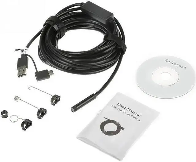 Alt view image 2 of 5 - USB Endoscope 3 in 1 Waterproof 6-Led USB Endoscope Borescope Inspection Camera 5M for Android with small hook