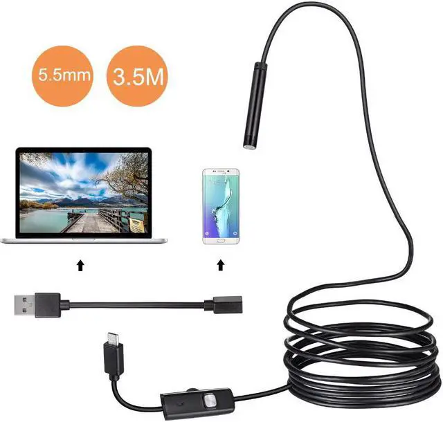 Main image of 1/2/5M 5.5mm 6 LED USB Endoscope Snake Inspection Camera IP67 Waterproof For Phone PC Android Borescope Camera With 6pcs led