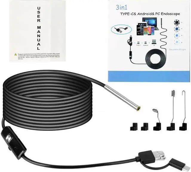 Main image of 1Set 3IN1 Industrial Endoscope Camera 3.9MM Mini Waterproof USB Borescope Inspection Camera for Android OTG Phone PC Kit