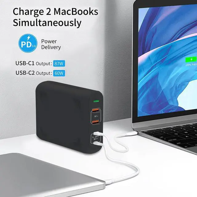 Alt view image 2 of 5 - GaN  Quick Charge 4.0 PD HUB dual TYPE-C 100W charger multi-port usb-C fast charging head suitable for Apple MacBook
