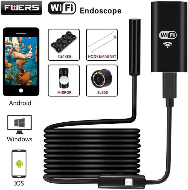 Main image of 8mm Lens 720P WiFi Endoscope Camera Mini Soft Wire Wireless Waterproof Inspection Camera Borescope for Android IOS Windows