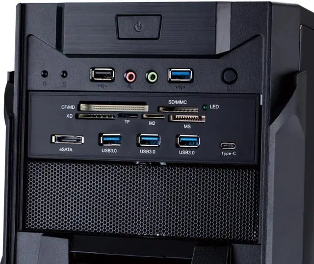 Alt view image 4 of 5 - PC Front Panel Internal USB3.0 eSATA Type-C TF S D Card Reader Hub